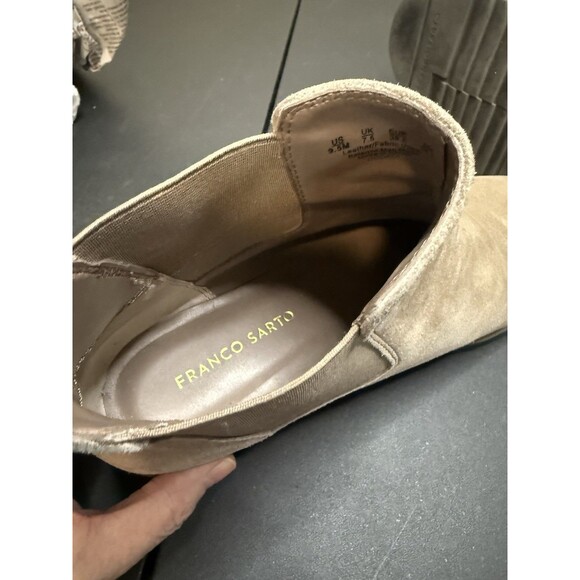 Franco Sarto Tan Suede Leather Ankle Booties Womens Size 9.5M Slip On Boots EUC - Picture 10 of 11